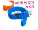 PENDRIVE BRACCIALE IN GOMMA USB 8GB BLU M007 PEN BLISTER DRIVE