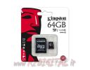KINGSTON MICRO SD 64 GB CLASSE 10 SDC10G2/64GB TRANSFLASH SCHEDA MEMORIA HC 64GB UHS CONFEZIONE ORIGINALE