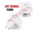 ADATTATORE TENDA P200 KIT 2 ADATTATORI POWERLINE CONVERTITORE RETE ELETTRICA IN LAN ETHERNET 200Mbps
