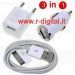 CARICABATTERIE IPHONE 4G 3G 3GS KIT 3 IN 1 USB AUTO CASA BIANCO